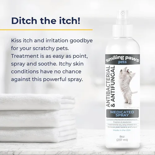 Vista 5 de Spray avanzado de chlorhexidina y ketoconazol de Smiling Paws Pets para gatos y perros, 8 oz