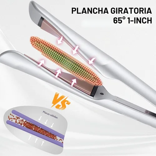 Vista 2 de Hatteker Plancha y rizador de pelo 2 en 1, alisador de pelo plano Plateado