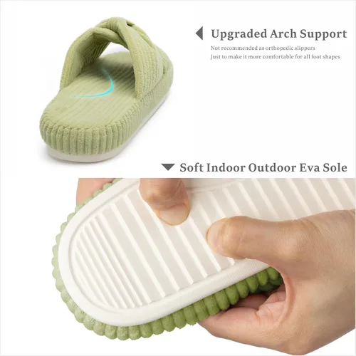 Vista 4 de Chantomoo - Pantuflas para mujer de espuma viscoelástica para la casa con cordón, lazo y tiras cruzadas, zapatos de cama cómodos y de moda