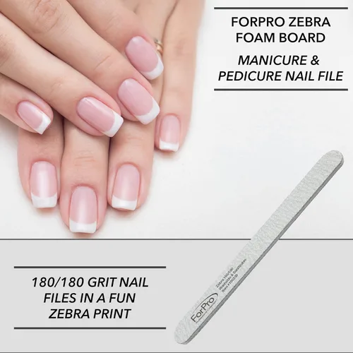 Vista 14 de ForPro Professional Collection ForPro Zebra Tabla de Espuma, Grano 80/80, Lima de Uñas de Manicura de Doble Cara, 7 pulgadas L x 0.75 pulgadas A