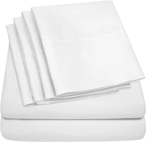 Vista 57 de Juego de sábanas de 4 piezas para camas individuales de 1500 hilos de microfibra de cepillado fino con bolsillo profundo - 1 funda de almohada