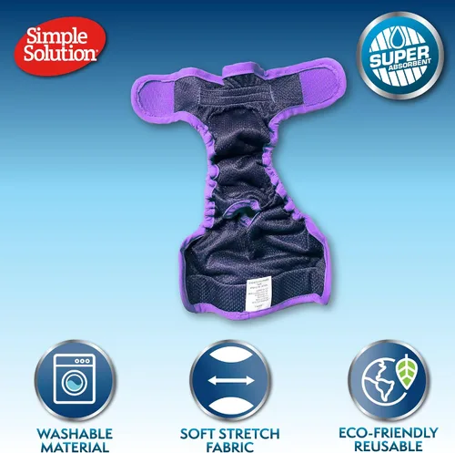 Vista 2 de Simple Solution Pañal lavable para perro hembra, pequeño, 1 paquete Dog in Heat, Potty Training, Incontinence Support, Leak Protection, Reusable
