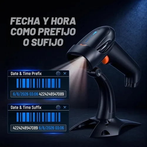 Vista 6 de Tera Escáner de código de barras 2D inalámbrico: con indicador de batería