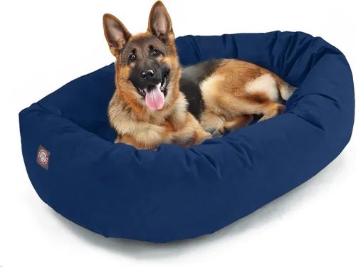 Vista 22 de Majestic Pet Cama para Perros de 52 Pulgadas de Ante Calmante Lavable 52x35x11 (Pulgadas) – Acogedora Cama Redonda para Perros con Forma de Dona