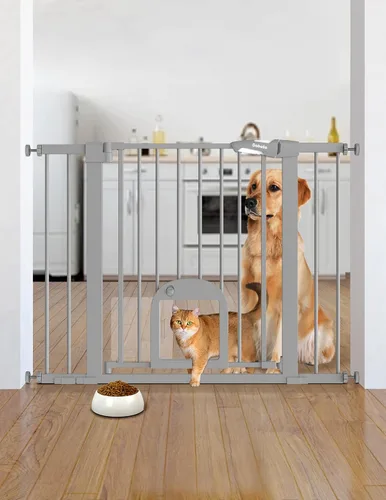 Vista 18 de Babelio - Puerta para bebé mejorada con puerta ajustable para gatos, CatPrivilege, puerta duradera para perros de 29-43 pulgadas con cierre Negro