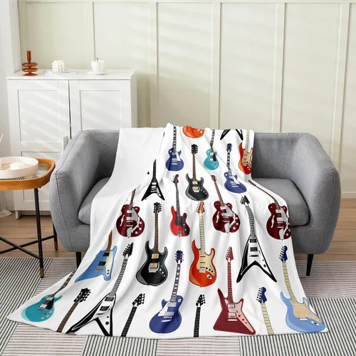 Vista 31 de Castle Fairy Manta de forro polar con botas de vaquero, manta de guitarra musical bohemia para niños y niños, manta de vaquera rústica occidental