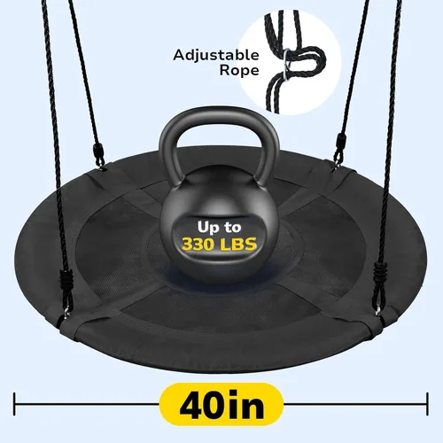 Vista 6 de Hapfan Slackline - Juego de columpios para patio trasero, juego de columpio de platillo de 40 pulgadas entre árboles, equipo de juego al aire libre