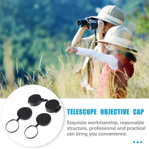 Vista 4 de 3 piezas de goma objetivo cubierta ocular Flip- Cubierta de alcance abierto para binoculares telescopio accesorios (negro)