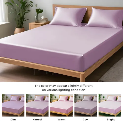 Vista 4 de LINENWALAS Sábana ajustable solo viscosa derivada de bambú, sábana inferior para cama de tamaño Twin XL, bolsillo profundo de 16", ajuste ceñido