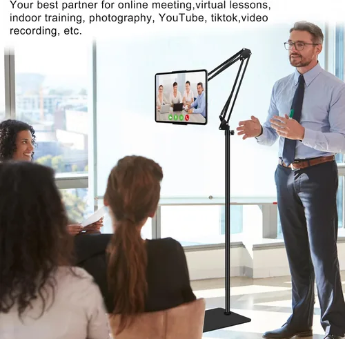Vista 3 de Soporte de suelo para tablet con base de doble peso, soporte para teléfono de cama superior ajustable en altura / soporte elástico para tableta