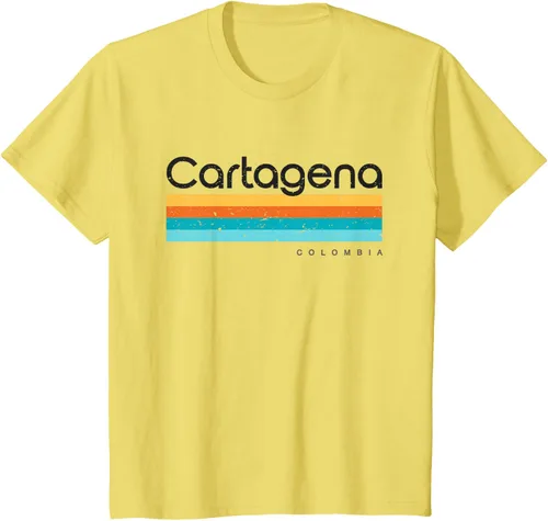 Vista 49 de Camiseta vintage de Cartagena Colombia con diseño retro, Blanco, S