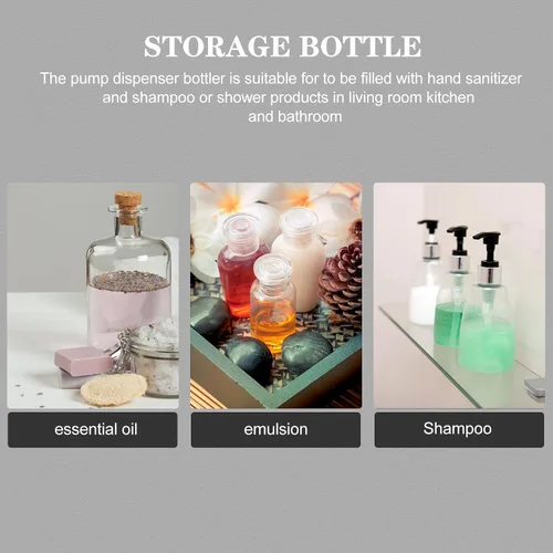 Vista 9 de VICASKY Glass Pump Bottle with Silver Cap Refillable Hand Soap Dispenser for Shampoo Lotion Body Wash Large Capacity Easy-Press Multi-Function