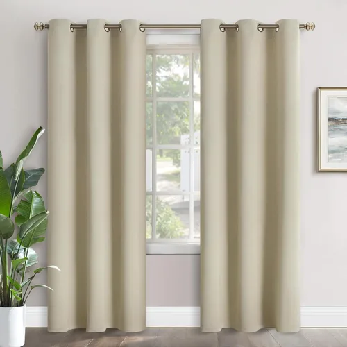 Vista 105 de YoungsTex - Cortinas blackout cortas, aislamiento térmico, ojales, oscurecen la habitación, privacidad, para cámper, sótano, cocina y baño, 2 Gris