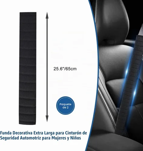 Vista 7 de 2 fundas de cinturón de seguridad extra largas para adultos, funda de cinturón de seguridad de 25 pulgadas, cojín para correa de cinturón