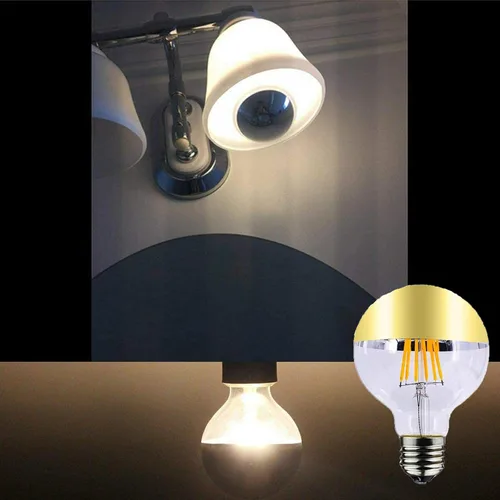Vista 6 de Lxcom Lighting Bombilla LED G25 de 8 W, color oro medio cromado, regulable, bombillas G80 con espejo, 80 W, igual blanco cálido, 2700 K, base E26