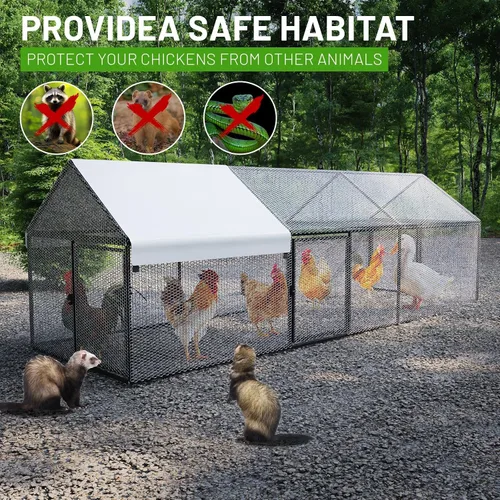 Vista 7 de NUGRIART Gallinero de metal con cubierta impermeable, jaula portátil de 118 x 40 x 40 pulgadas, para gallineros y gallineros para pollos, patos