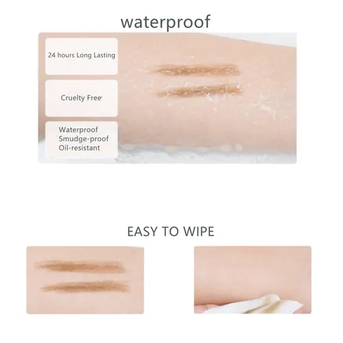 Vista 5 de Lápiz fino para cejas, 3 lápices de cejas marrones impermeables con brocha de bobina, de larga duración para cejas perfectas, profesional