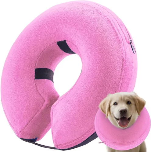 Vista 6 de Collar inflable de cono para perro, collar de recuperación de protección contra explosiones de cono de perro, azul (tamaño L)