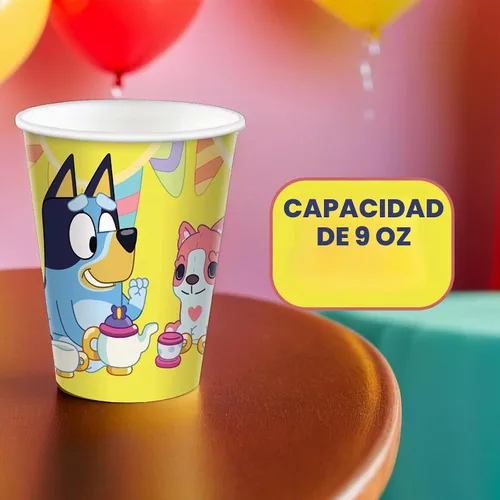 Vista 4 de amscan Bluey - Taza de papel para fiesta, 9 onzas, color verde, paquete de 8