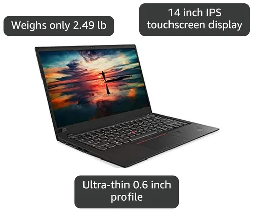 Vista 3 de Lenovo ThinkPad X1 Carbon Laptop con Windows de alto rendimiento, (Intel Core i7, 16 GB de RAM, SSD de 512 GB, Windows 10 Pro), 20KH002JUS