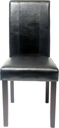 Vista 4 de Silla Parson de madera maciza con almohadilla de cuero, estilo urbano, juego de 2 unidades, de Roundhill, Madera, Negro