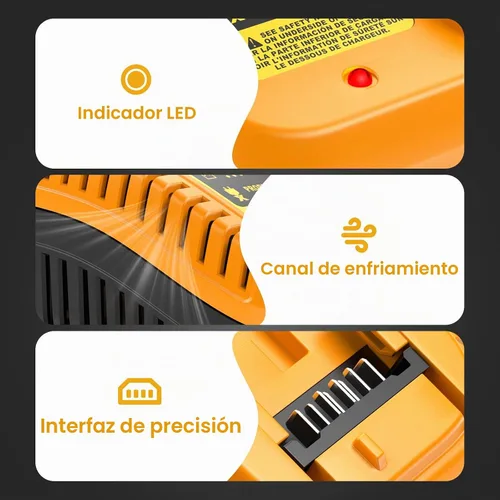 Vista 5 de Paquete de 2 baterías de repuesto de 6.0Ah para Dewalt 20 V Max, repuesto para batería Dewalt DCB200 DCB201 con estación de carga LED