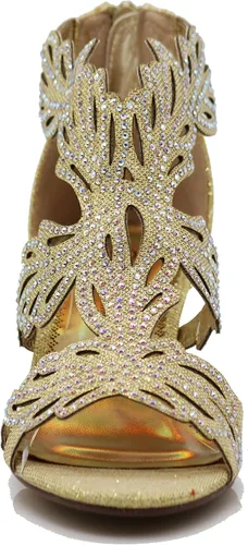 Vista 4 de Lime03N - Sandalias de tacón medio con diamantes de imitación para mujer