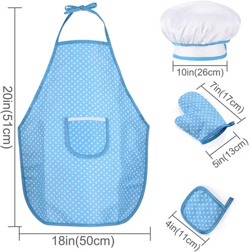 Vista 5 de HmiL-U Juego de chef para niños, juego de 13 piezas de cocina y horneado para niños, incluye delantal, sombrero de chef, utensilios, guante
