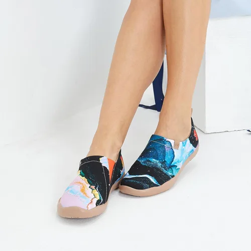 Vista 3 de UIN Zapatos para caminar de lona pintados Beso para hombre Negro
