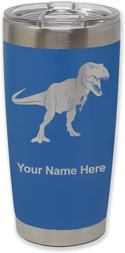 Vista 28 de LaserGram Vaso aislado al vacío de 20 onzas, dinosaurio Tiranosaurio Rex, grabado personalizado incluido (negro)