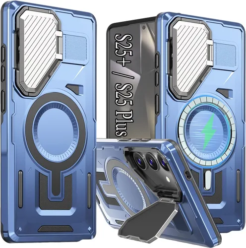 Vista 9 de para Galaxy S24 Plus Funda Magnética, Funda Resistente y Rugosa con Protección contra Caídas [Compatible con Carga Inalámbrica Rápida] Funda