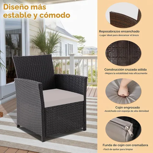 Vista 5 de FHFO Juego de muebles de patio de 4 piezas, juego de sofá seccional