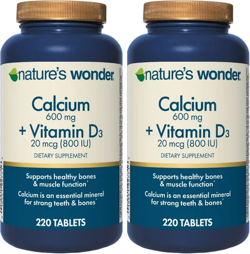 Vista 9 de Nature's Wonder Calcio 600 mg con vitamina D3 20 mcg para la salud ósea, 220 tabletas