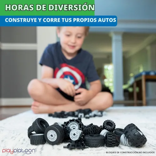 Vista 6 de Play Platoon Juego de ruedas, neumáticos y ejes de 144 piezas, compatible Juego de ruedas y ejes de 144 piezas