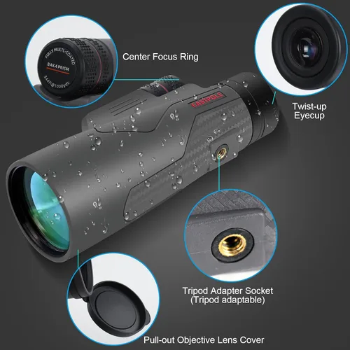 Vista 3 de Telescopio monocular monocular monocular de alta potencia de 12 x 56 para adultos con adaptador para teléfono inteligente, lente FMC y prisma BAK4
