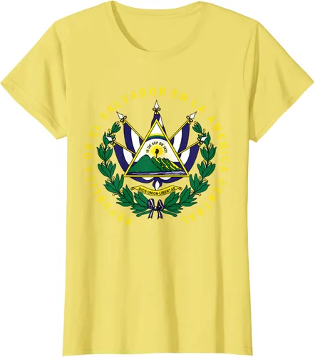 Vista 33 de amdesco Salvador Camisa, salvadoran Escudo de armas playera, mujer L, Blanco