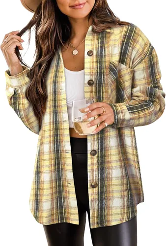 Vista 33 de ZOLUCKY Chaqueta de manga larga con botones para mujer, talla grande, blusas