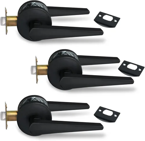 Vista 15 de MD8820-DB-BK-1P - Manija de puerta de privacidad sólida para dormitorio y baño, acabado negro mate