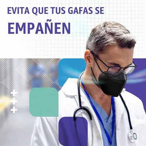Vista 6 de Medtecs Mascarillas KN95 desechables, envueltas individualmente, protección de 5 capas y diseño de cintas elásticas extra anchas para las orejas, ≥