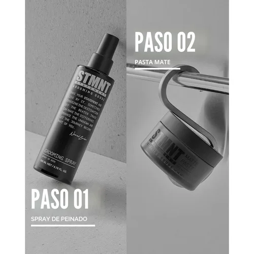 Vista 5 de STMNT Grooming Goods - Pasta mate de 3.38 onzas, fijación fuerte durante todo el día y alto volumen, pasta de arcilla para el cabello para hombres