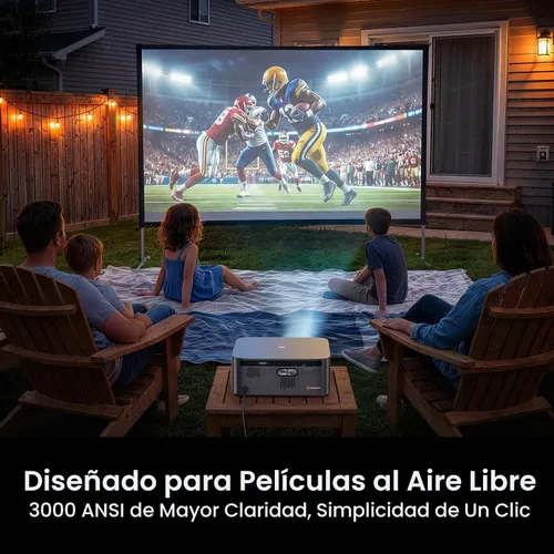 Vista 2 de HAPPRUN Proyector de Google TV 3000 ANSI, 4K HDR, enfoque automático Negro