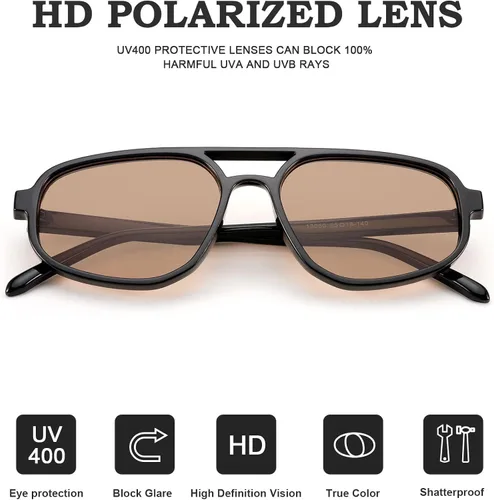 Vista 7 de Louriy Gafas de sol clásicas de aviador retro para mujeres y hombres, grandes, vintage, ovaladas, de los años 70, protección UV400