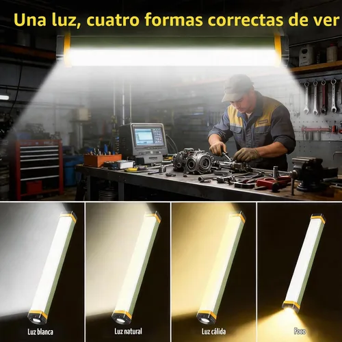 Vista 3 de Luz de trabajo mecánica, luces de trabajo magnéticas de 7000 lm, barra de luz LED recargable, luces de trabajo portátiles inalámbricas debajo