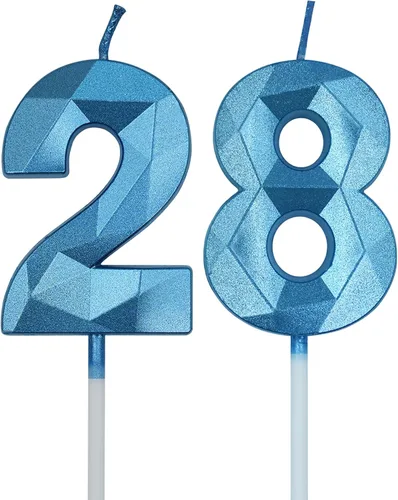 Vista 11 de Velas de cumpleaños número 28 y 82 para pastel, velas doradas con forma de diamante 3D con forma de diamante, decoraciones de cumpleaños Dorado