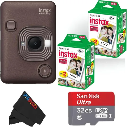 Vista 12 de Fujifilm Mini cámara instantánea híbrida LiPlay con mini película (bronce profundo, con 20 hojas de película)