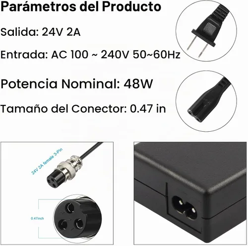 Vista 6 de TREE.NB Cargador de batería eléctrico de 24 V 2A para Mini Chopper Sunl City Express Razor CC2420 E100 E125 E150 E175 E200 E225S E300 E325S E500