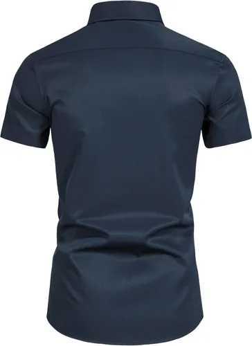 Vista 2 de VANCOOG Camisas de vestir lisas casuales de manga corta para hombre