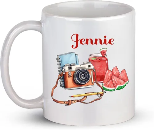 Vista 8 de Taza de café personalizada con nombre, taza de regalo personalizada para amantes de la fotografía, amigos, familia, taza de té blanca de 11 o 15