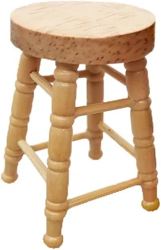 Vista 2 de Taburete de mostrador en miniatura, muebles de casa de muñecas, 2 unids/paquete, silla de madera para manualidades, decoración de escritorio