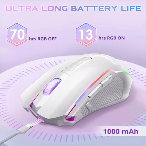 Vista 28 de Redragon Mouse para juegos, mouse inalámbrico para juegos con 8000 DPI, ratones para juegos de PC con botón de fuego, mouse ergonómico programable